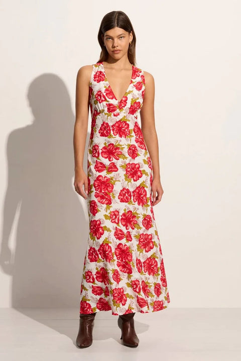 Faithfull the Brand Acacia Midi Dress | Isadora Floral Red