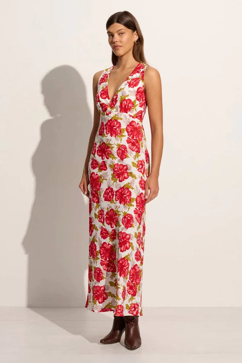 Faithfull the Brand Acacia Midi Dress | Isadora Floral Red