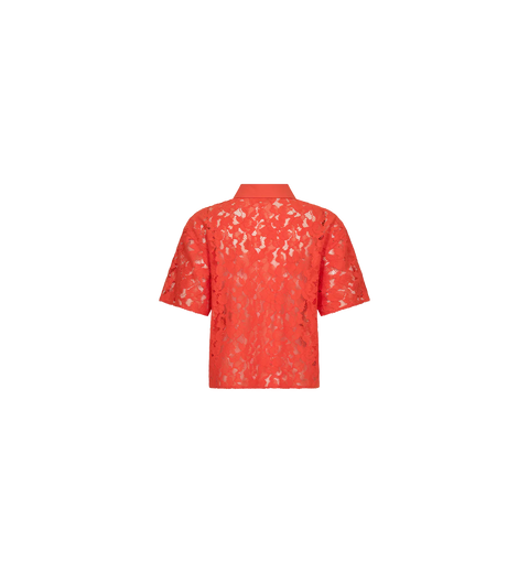 Mos Mosh Mos Mosh Lia River SS Lace Shirt in Spicy Orange: relaxed, mini, casual, cotton, denim
