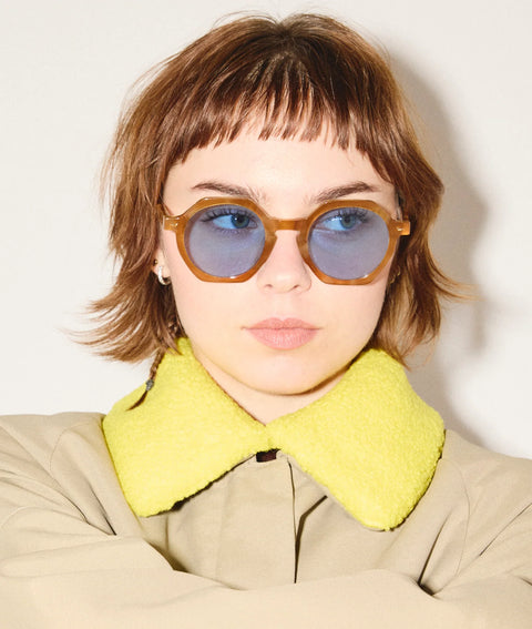 Sardine Sardine Millie Sunglasses in Bleu La La: featuring oversized, relaxed, striped