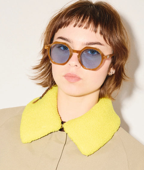 Sardine Sardine Millie Sunglasses in Bleu La La: featuring oversized, relaxed, striped