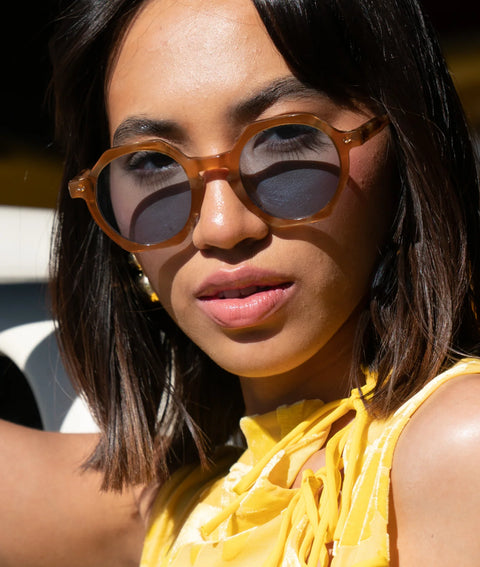 Sardine Sardine Millie Sunglasses in Bleu La La: featuring oversized, relaxed, striped