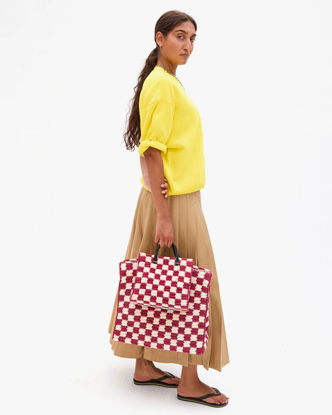 Clare V. Clare V Summer Simple Tote in Plummy Cream: summer, everyday, cotton