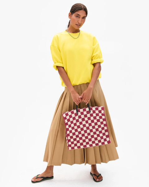 Clare V. Clare V Summer Simple Tote in Plummy Cream: summer, everyday, cotton