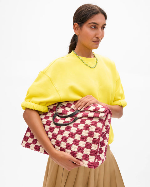 Clare V. Clare V Summer Simple Tote in Plummy Cream: summer, everyday, cotton