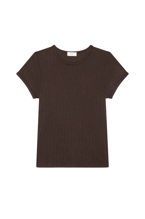 DONNI The Pointelle Baby Tee | Espresso