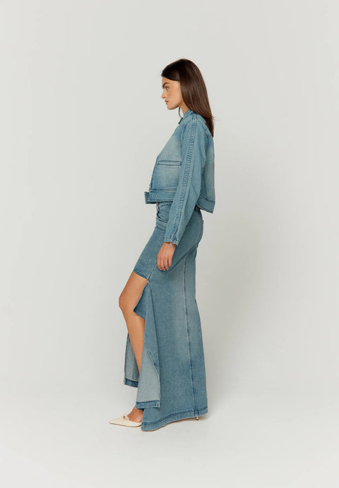 House of Sunny The Cascade Denim Skirt | Sky Blue