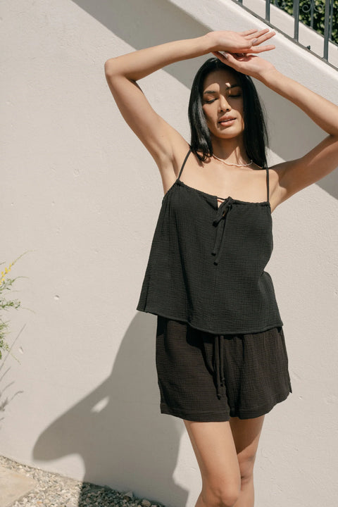 Whimsy + Row Allison Shorts | Black Gauze