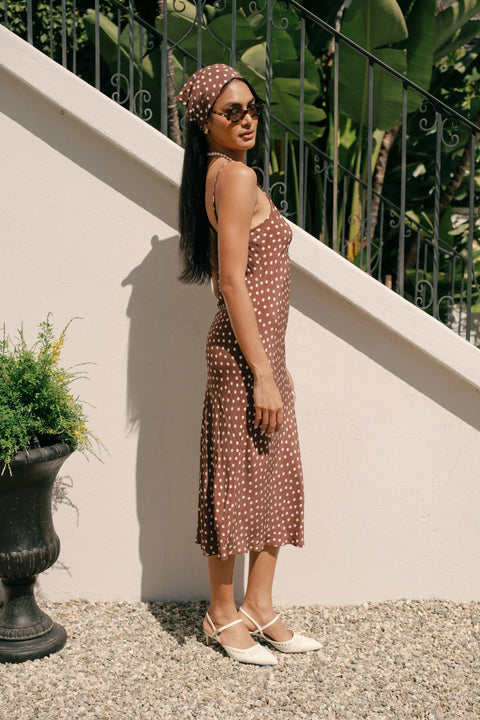 Whimsy + Row Freya Slip Dress | Brown Polka Dots