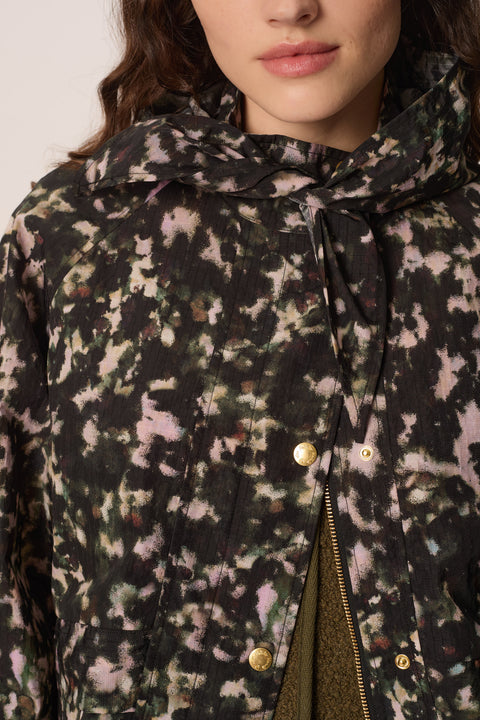 Des Petits Hauts Ylang Camo Windbreaker - Three-Quarter View Showing Relaxed Fit and Camo Pattern