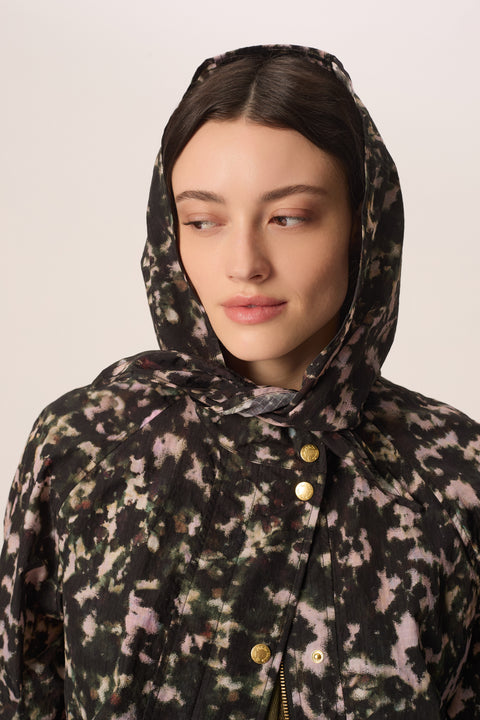 Des Petits Hauts Ylang Camo Jacket - Detail Shot Showing Camo Print Fabric and Jacket Construction