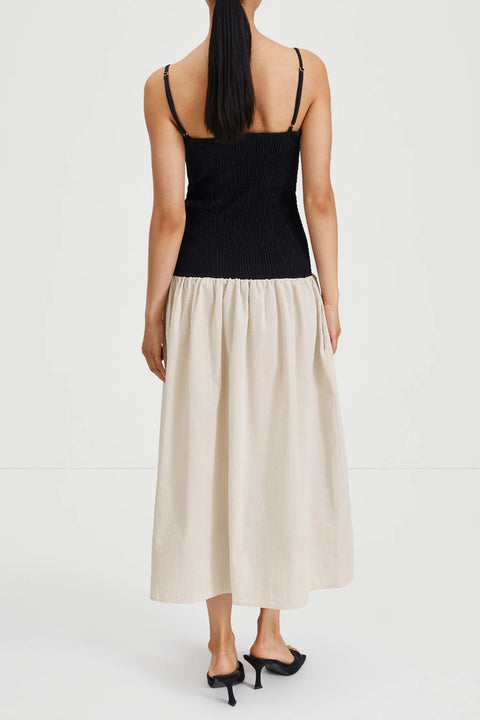 Stylein Martelli Dress | Black with Beige Stripe