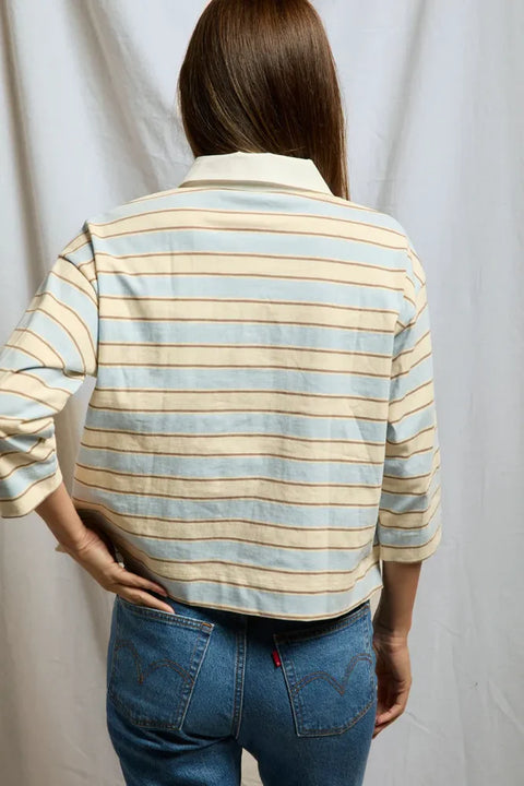 Perfect White Tee Daria Rugby Shirt | Powder Blue Stripe