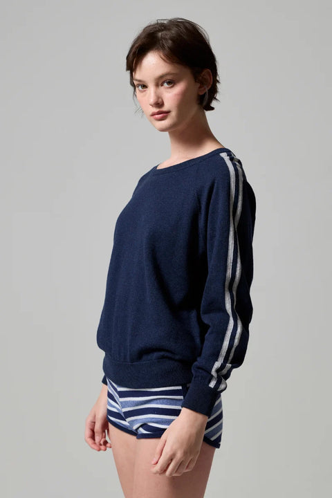 Asher Livia Knitted Crew | Heathered Cadet