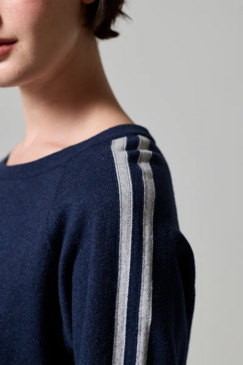 Asher Livia Knitted Crew | Heathered Cadet