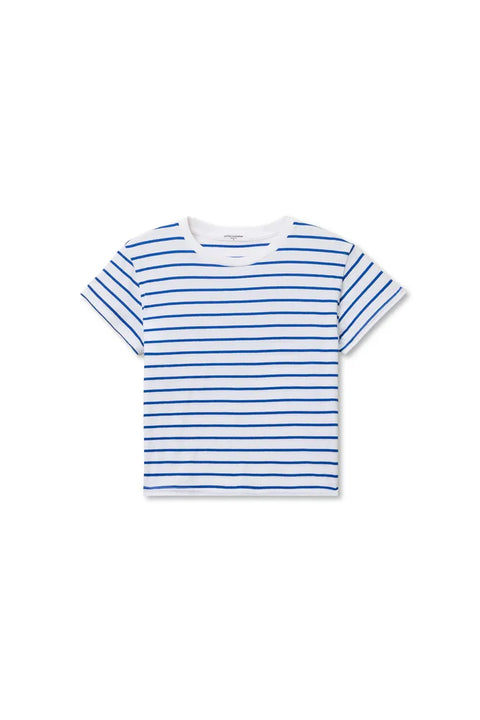Perfect White Tee Perfect White Tee Everett Boxy Crewneck Tee in Cobalt Stripe: features cotton, relaxed, striped