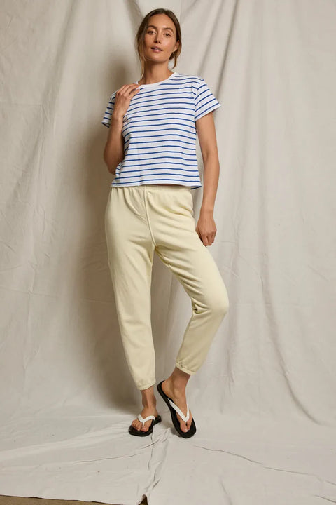 Perfect White Tee Perfect White Tee Everett Boxy Crewneck Tee in Cobalt Stripe: features cotton, relaxed, striped