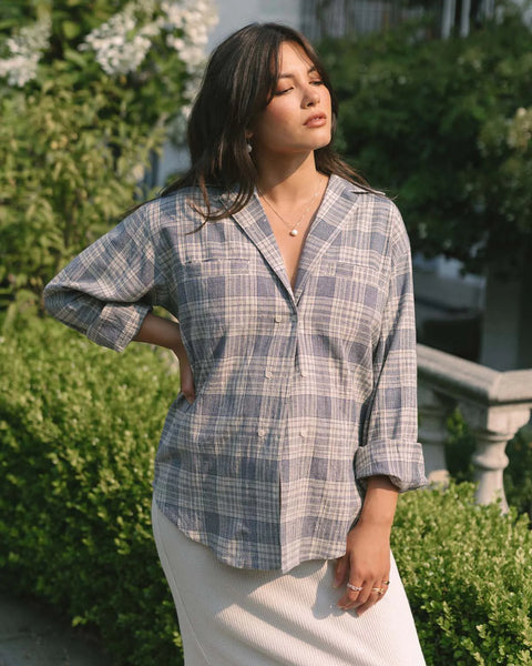 Harly Jae House Blouse | Blue Plaid