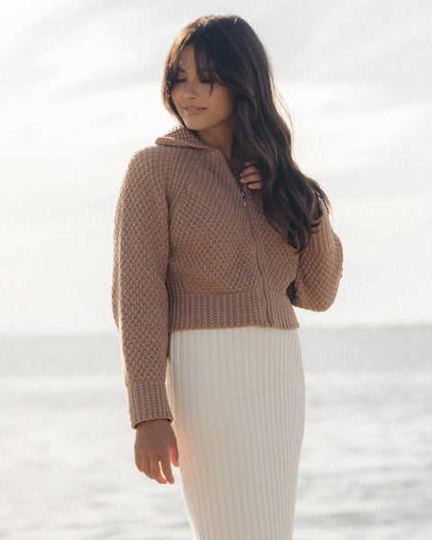 Hary Jae Meadow Zip Cardigan | Camel