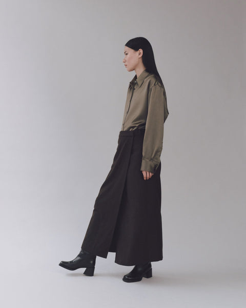 Mijeong Park Wool Blend Maxi Wrap Skirt | Brown