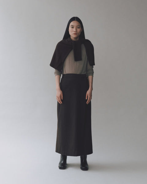 Mijeong Park Wool Blend Maxi Wrap Skirt | Brown