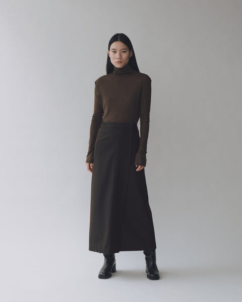 Mijeong Park Wool Blend Maxi Wrap Skirt | Brown