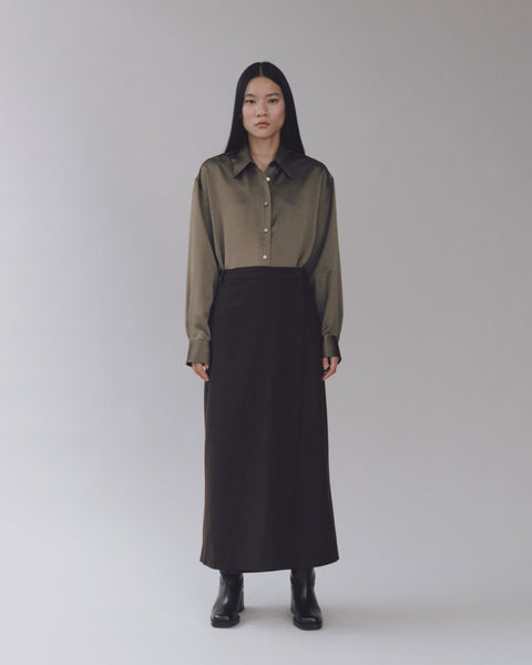 Mijeong Park Wool Blend Maxi Wrap Skirt | Brown