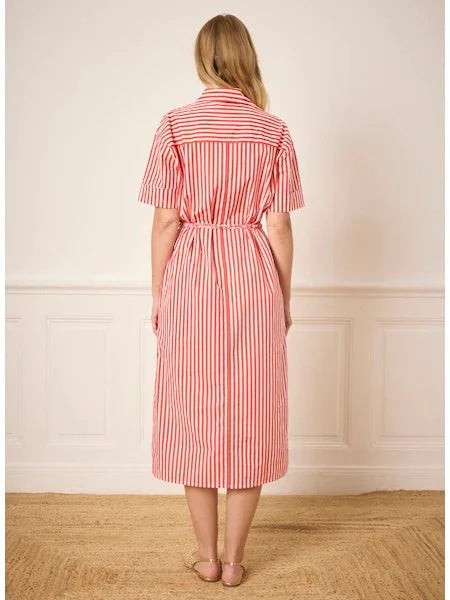Notshy Mariella Striped Dress | Tomato with White