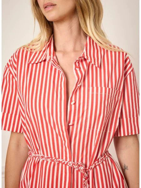 Notshy Mariella Striped Dress | Tomato with White