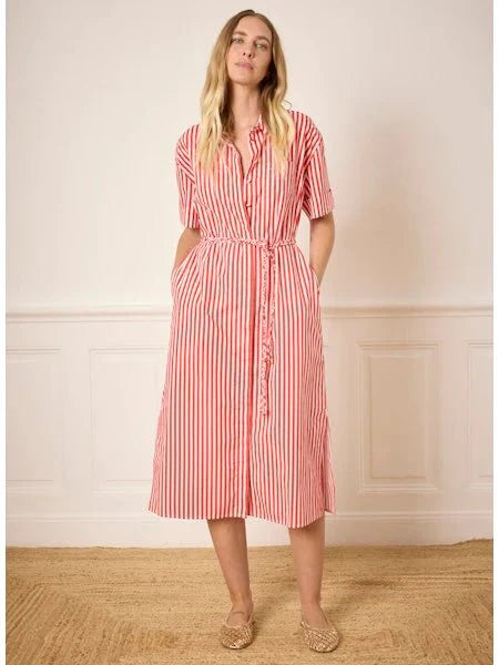 Notshy Mariella Striped Dress | Tomato with White