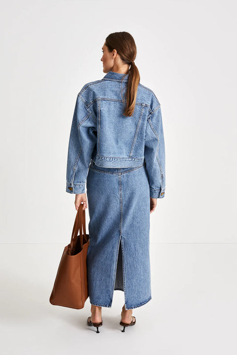 Stylein Kirsten Cropped Denim Jacket | Vintage Blue