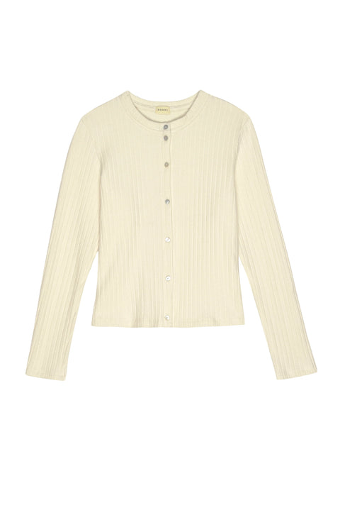 DONNI The Sweater Rib Cardi | Creme