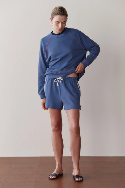 DONNI The Eco Terry Stripe Short | Lapis Blue