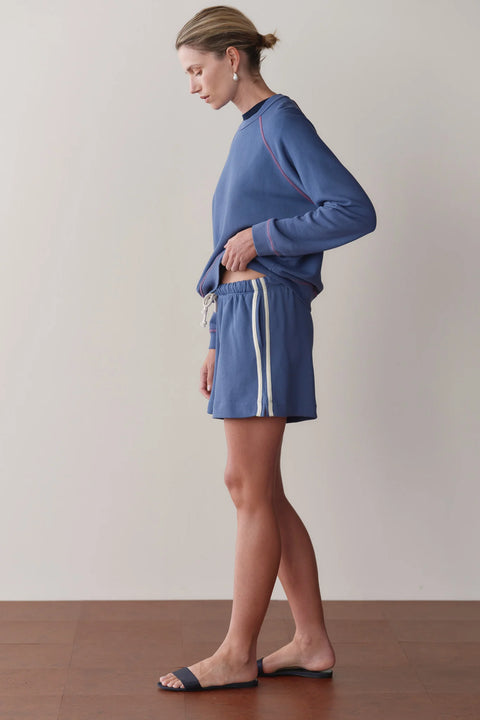 DONNI The Eco Terry Stripe Short | Lapis Blue