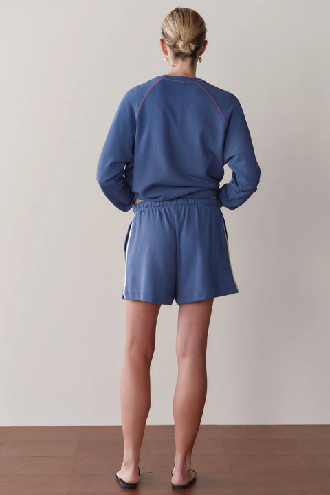DONNI The Eco Terry Stripe Short | Lapis Blue